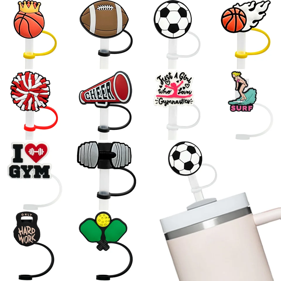 4-Pack Silicone Straw Covers – Sports Ball Shapes, Splash & Dust Proof For 30oz/40oz Tumblers