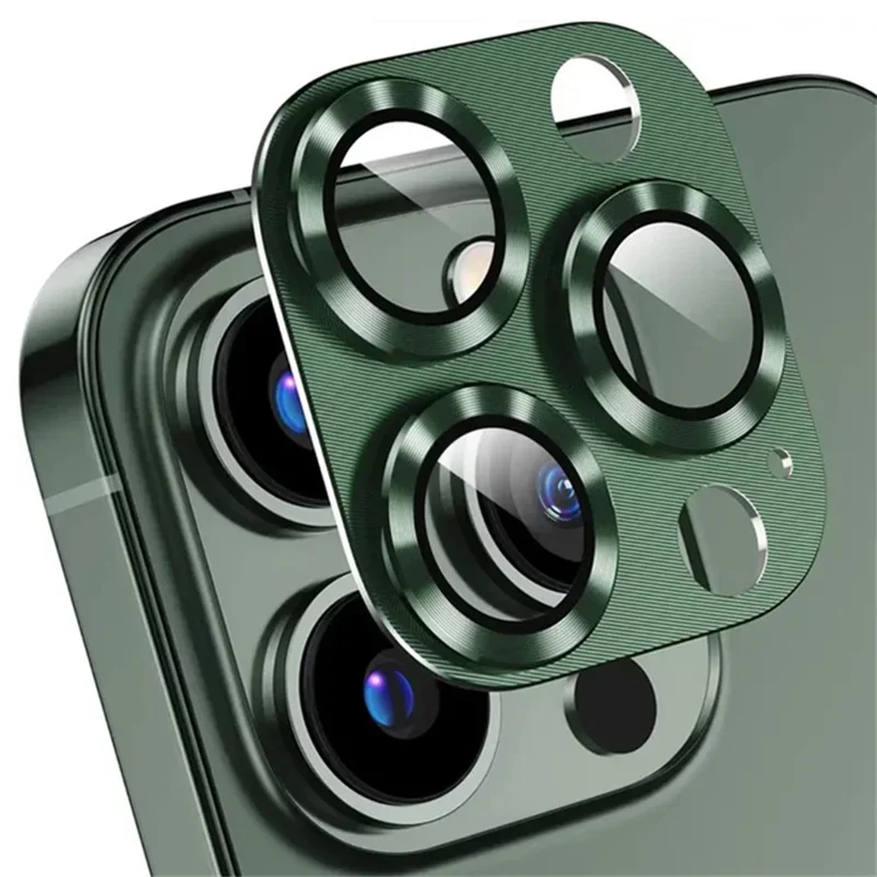 Premium Camera Protection Glass with Metal Ring Film and Lens Cover