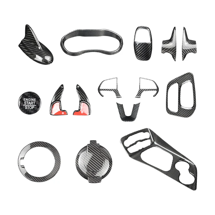 

Full Set Real Carbon Fiber Car Interior Trim Carbon Fiber Car Dashboard Decoration Accessoires Cover For Dodge Challenger
