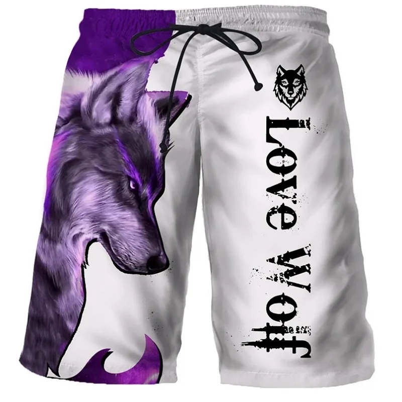 Tiger Lion Wolf Hawaiian Men's Male Jogger Mens Designer Shorts Quick Dry Beach Summer Sports Gym Sexy Bodybuilding Pour Homme