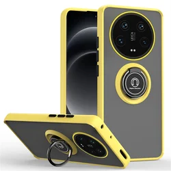 Premium Magnetic Ring Holder Shockproof Matte Phone Case - Enhanced Protection and Style - mi 15 Ultra (Yellow)
