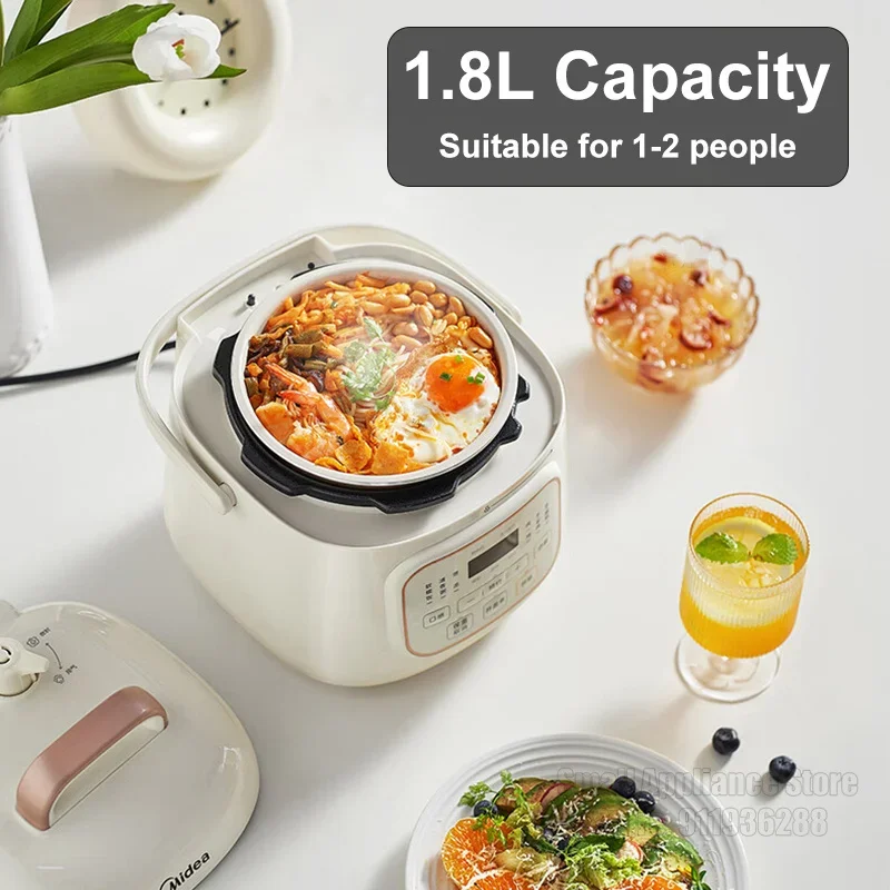 Midea Electric Pressure Cooker 1.8l Mini Portable Rice Cooker Multi-Functional Household Electric 70kpa Fast Cooking