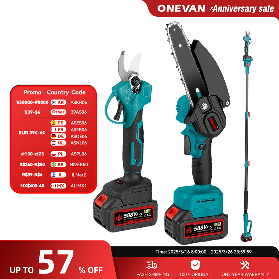 ONEVAN 3 IN 1 Brushless Telescoping Pole Electric Chainsaw 3500W High Branch Scissor Garden Power Tool For Makita 18V Battery