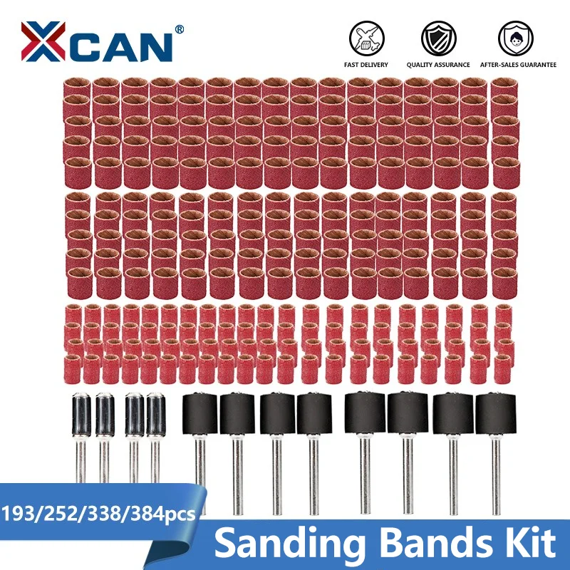 

XCAN 80 120 320 Grit Sanding Drum Set Sanding Bands With 1/2 3/8 1/4 Inch Sanding Mandrels For Dremel Rotary Tools