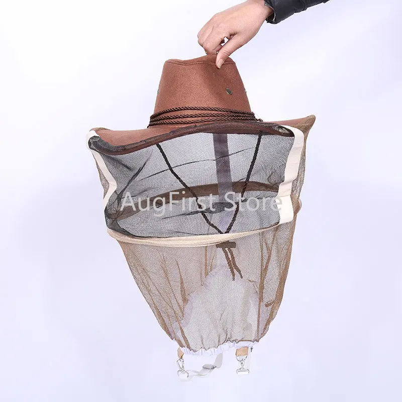 

Professional Beekeeping Hat Beekeeper Cowboy Hat Anti Mosquito Bee Insect Veil Net Hat Full Face Neck Wrap Protector