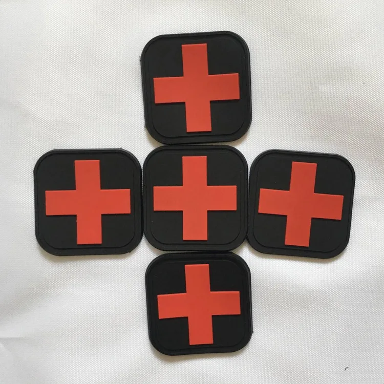 Red Cross PVC Badge Medical First Aid Rubber Patches Battlefield Rescue  Square Hook Loop Embroidery Sticker for Outdoor Backpack - AliExpress