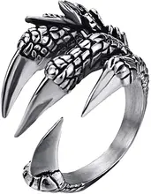  1pcs Titanium Steel Eagle Dragon Claw Halloween Skull Ring Hot Selling Men's Domineering Opening Rock Animal Jewelry 