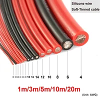 Câble électrique en Silicone souple résistant à la chaleur, 20 18 16 14 12 10 8 6 4 AWG, panneau solaire rouge noir, pour batterie automobile de voiture 1