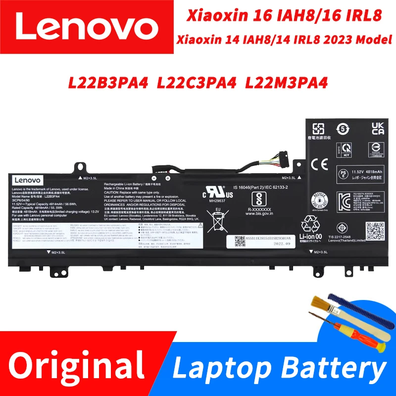 

Оригинальный аккумулятор для ноутбука Lenovo Xiaoxin 16 IAH8/16 IRL8 Xiaoxin 14 IAH8/14 IRL8 2023 Model L22B3PA4 L22C3PA4 L22M3PA4 56.6Wh