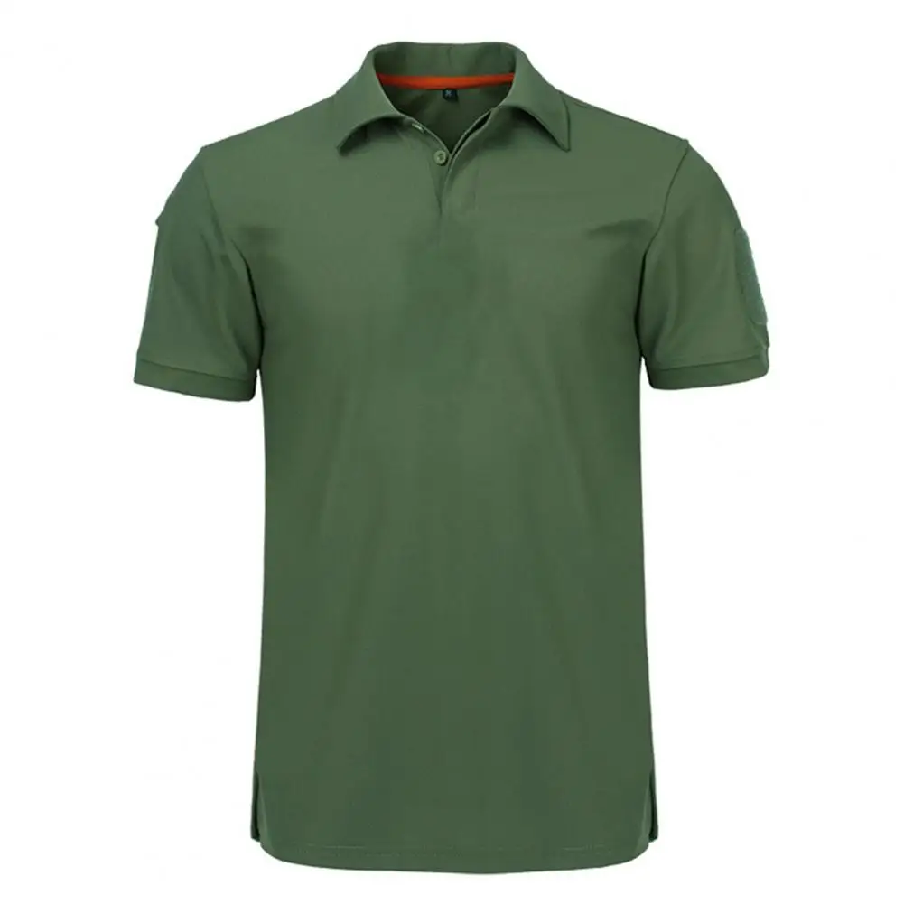 Sport T Shirt Outdoor Camping Hiking Men Military Short Sleeve Solid Color Buttons Top Quick Drying Ladies T Shirt Work T-shirt