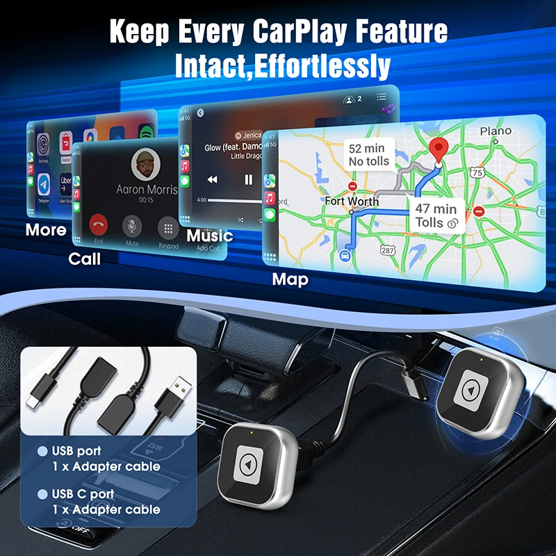 Xiaomi New Wireless CarPlay Android Auto Adapter Smart Mini Box Plug & Play, Uni