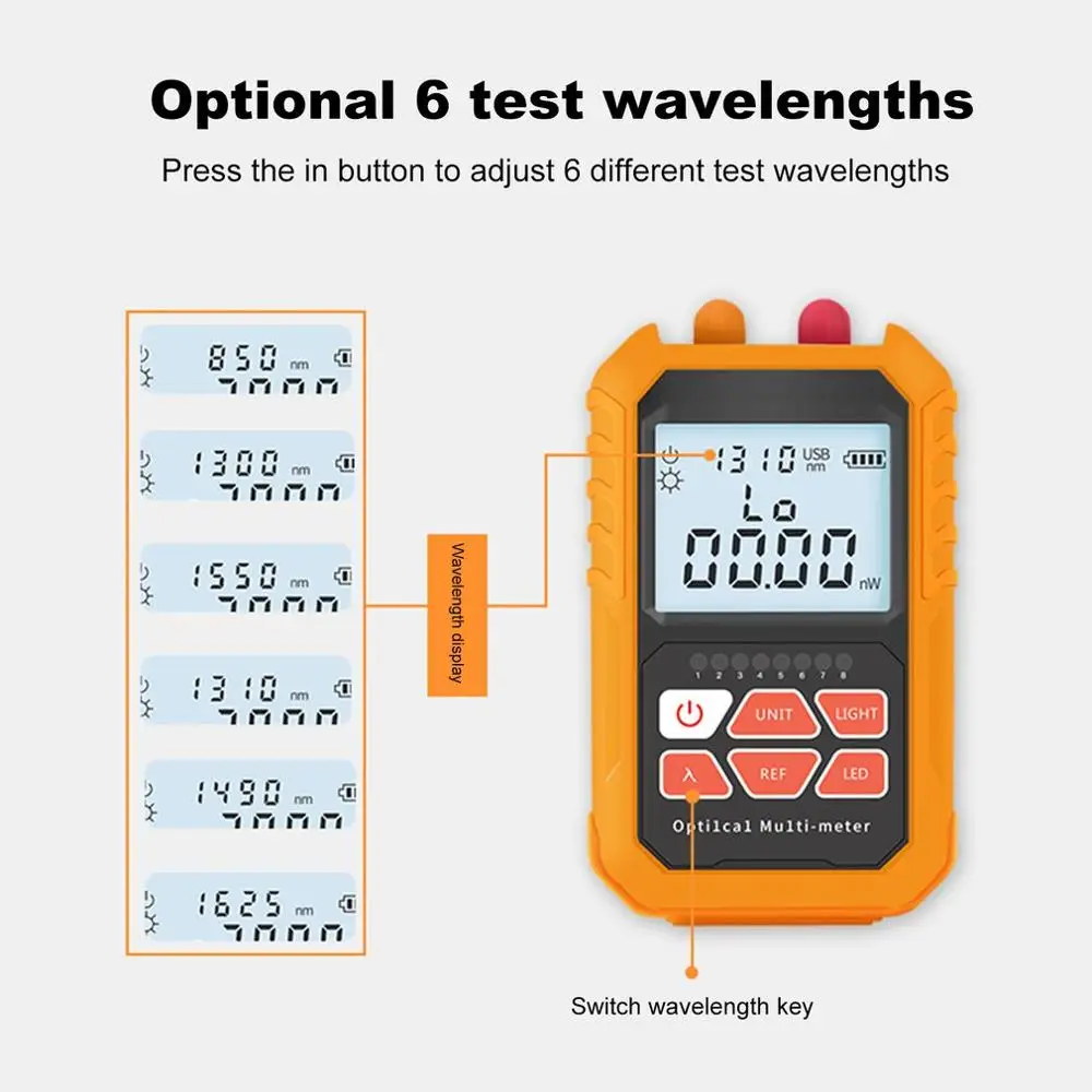 New Optical Power Meter Red Light Pen 4 in 1 High Precision Mini Red Optical Fiber Pen 5km/15km Optical Fiber Tester