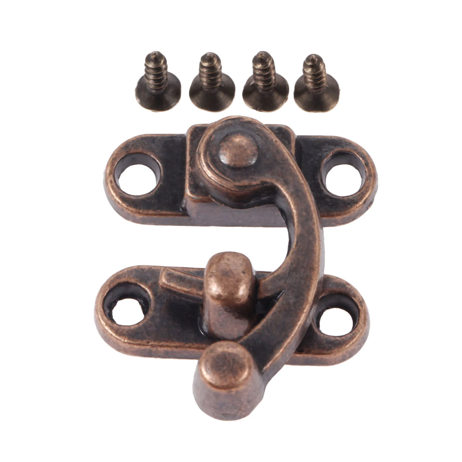 Antique Right Hook Hasp Latch 29*33mm Retro Latch Buckle Clasp Lock for Wooden Jewelry Box Toolbox Suitcase with Screws 6Pcs