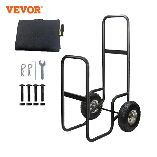 VEVOR Chariot à Bûches avec Housse 100 kg Support Bois de