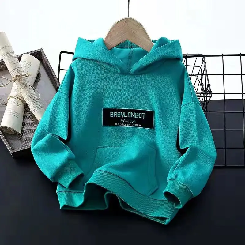 

Boy's Hoody Autumn New Children's Boyish Look Hooded Bottoming Shirt Spring and Autumn Children and Teens Autumn Clothing Top