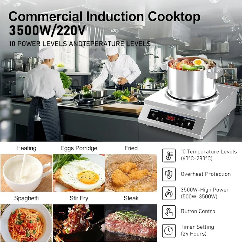 Electromagnetic Furnace Stove Intelligent Electric Commercial Induction Cooker High-speed 3500W Table OEM Stainless Steel 4
