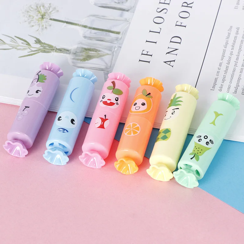 6Pcs Creative Ice Cream Cat Paw Highlighters Set Mini Kids Students Drawing Marking Supplies Kids Novelty Gift Kawaii Stationery images - 6