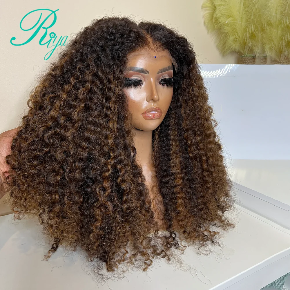 Highlight Blonde Wig 250 Density Coily Curly Wig 13x4 13x6 Lace Front Human Hair Wigs For Women Kinku Curly 360 Lace