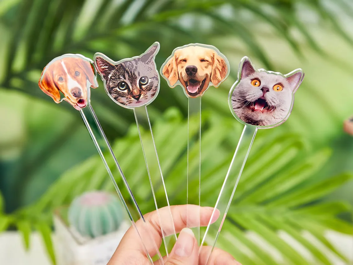 Drink stirrers personalized with dog face Pet Birthday stir sticks Custom Party Decorations wedding Cocktail swizzle sticks cocktail stir sticks