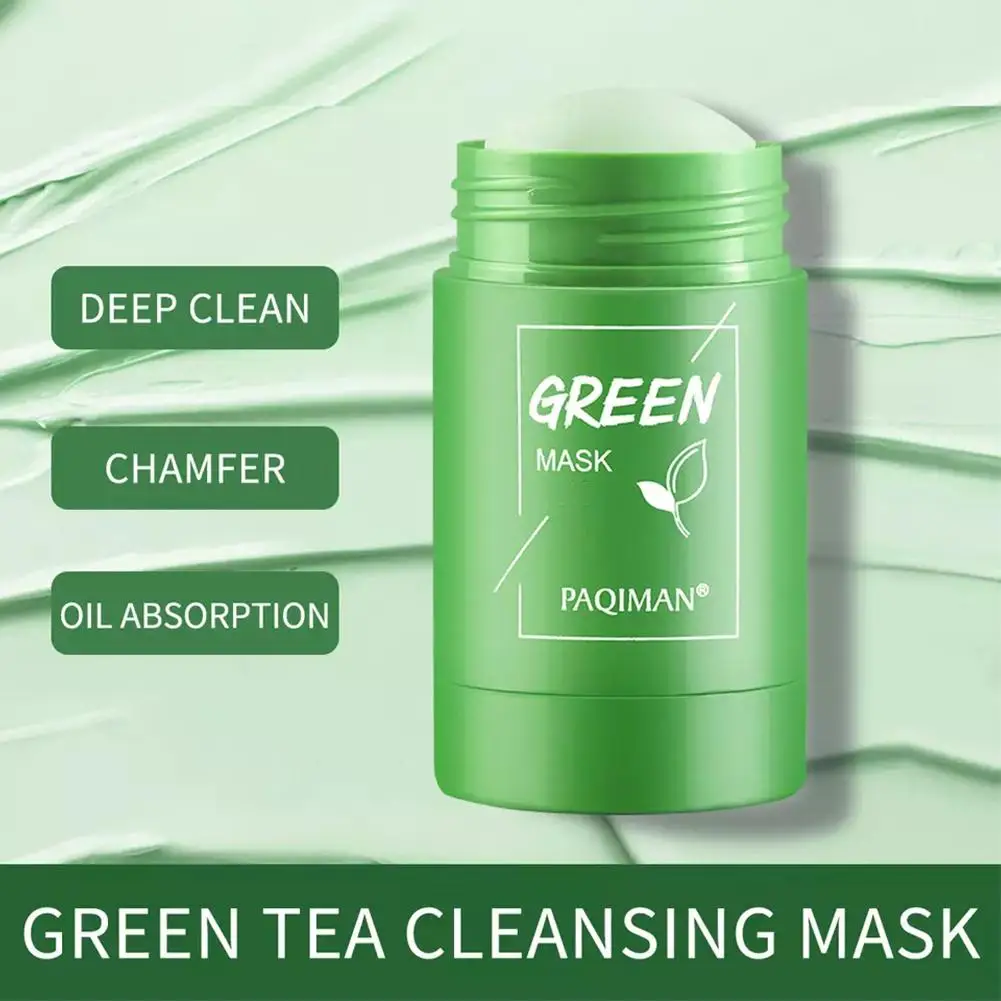 Green Tea Solid Mask Remove Blackheads Shrink Pores Deep Clean Oil Control Cleanser Balance Oil Refreshing Eggplant Mud Mask New