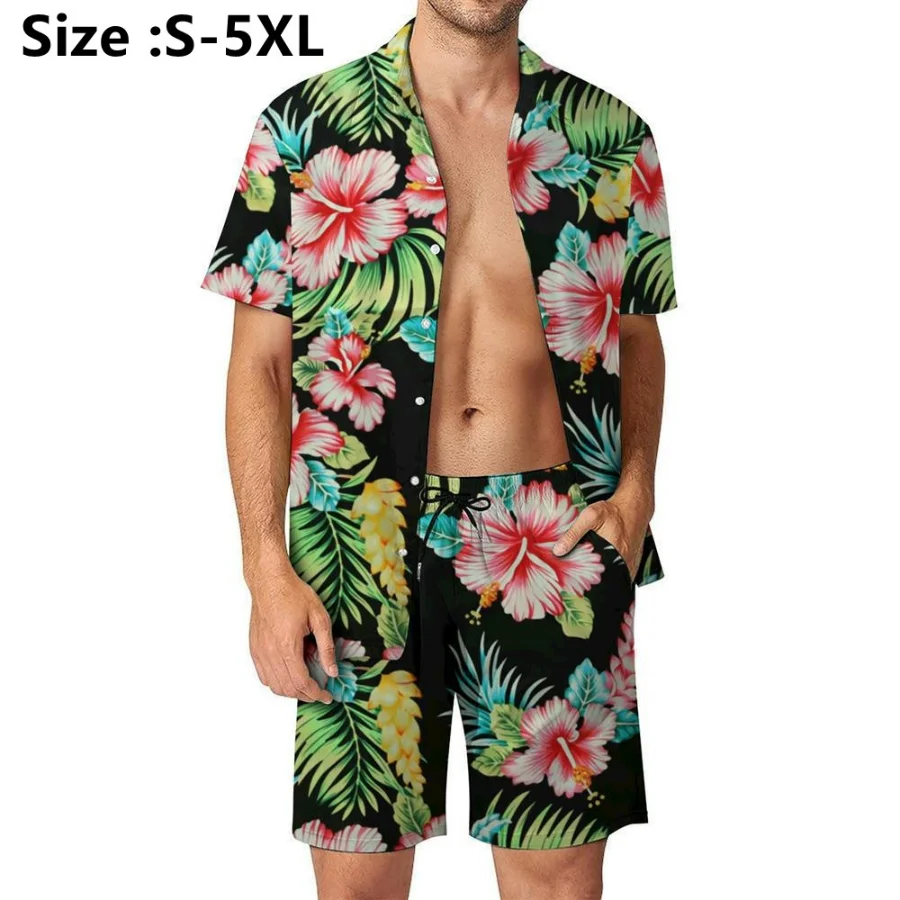 2023Men's Casual Shorts Sets Two Pieces 3D Printing Men's Short Sleeve Hawaii Shirts and Beach Shorts Male Summer Clothing Sets