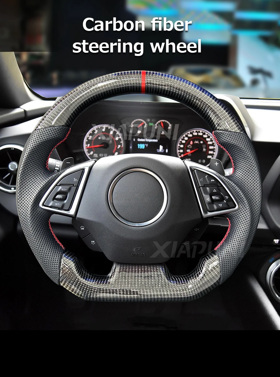 Customized Carbon Fiber Steering Wheel Fit For Chevrolet Corvette Camaro SS ZL1 PRM LED Carbon Fiber Racing Wheel 2016-2022 - - Racext 17