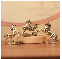 Elegant Copper Horse Sculpture for Home and Office Decor (3PCS)
