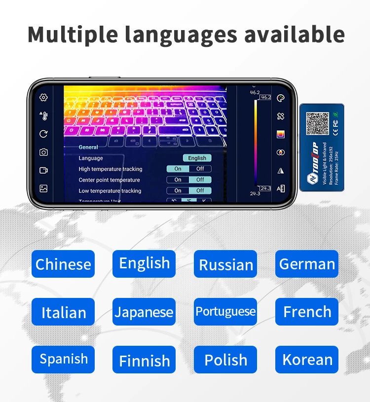 TOOLTOP T7PRO Android Smartphone Wärmebildkamera 256 x 192 Visibel und Infrarot-Fusion-Wärmebildkamera 25 Hz elektrische Test-Wärmekamera – Detail 11