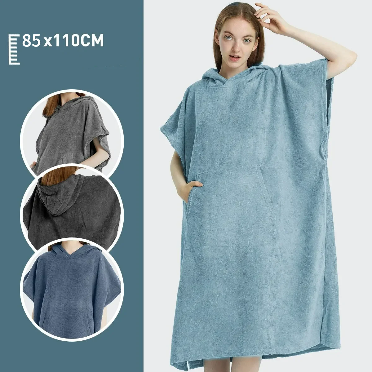 Towel Bath Towel Extra Large Thick Hooded Beach Towel Changing Robe Quick Dry Microfiber Towelling Surf Poncho For Men And Women