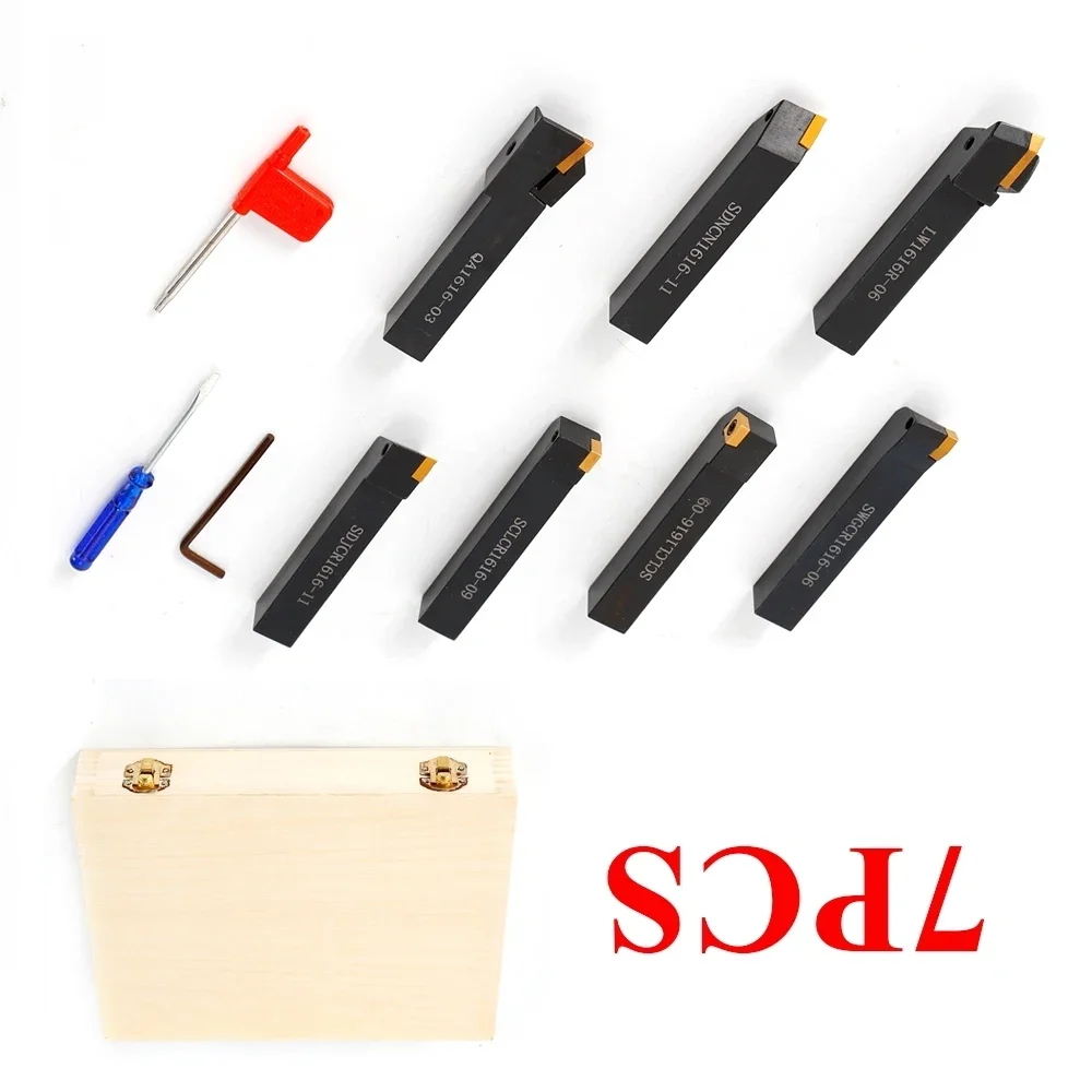 7-teiliges 16 mm Hartmetall-Drehstahl-Rotationisen-/Drehmaschinen-Stahl-Set mit Drehbügeleisen für Drehmaschinen, hergestellt aus hoher Qualität