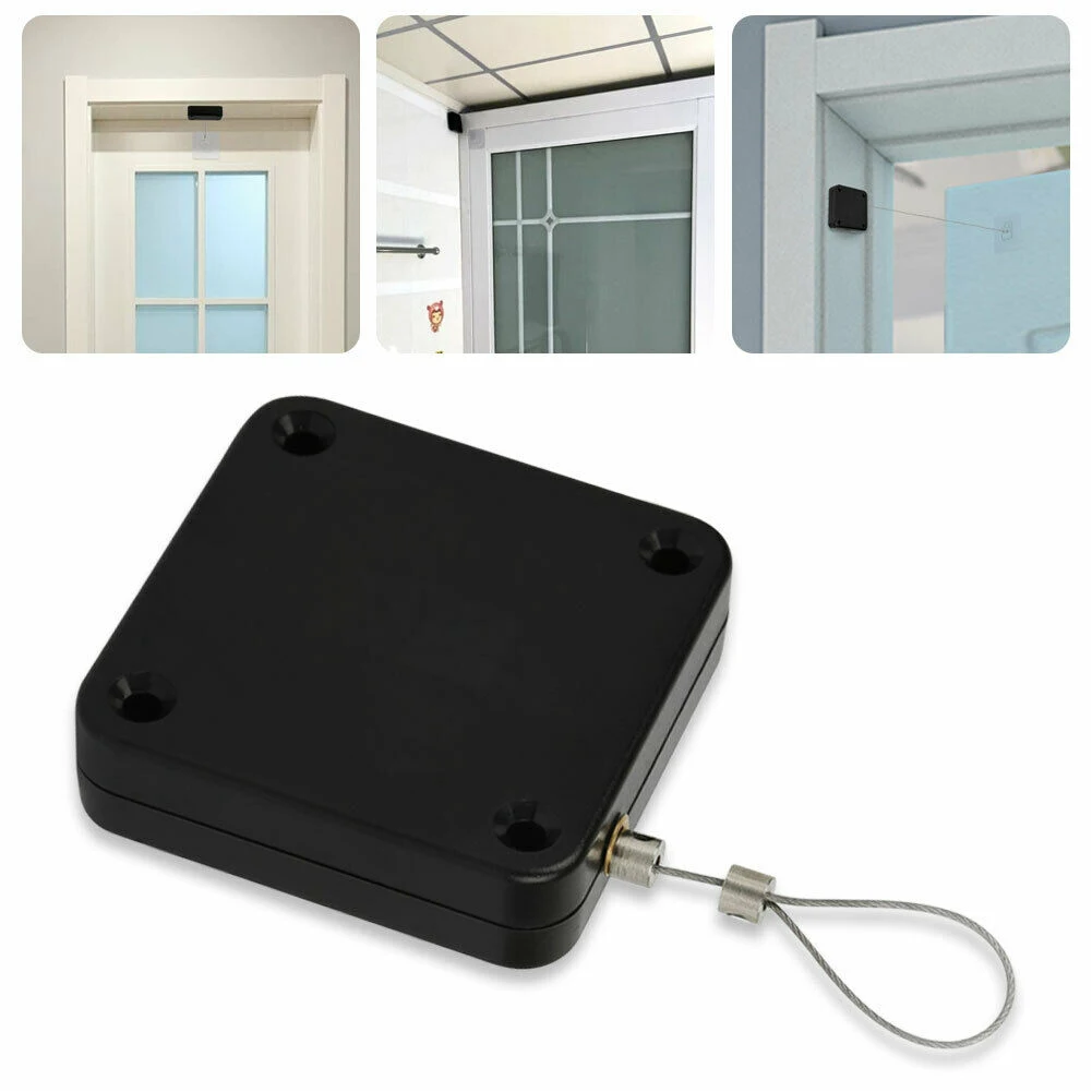 Door Closer Punch-Automatic Door Closer 500/800g Wire Rope Retractable Automatic Recovery Coil Closing Device Door Hardware
