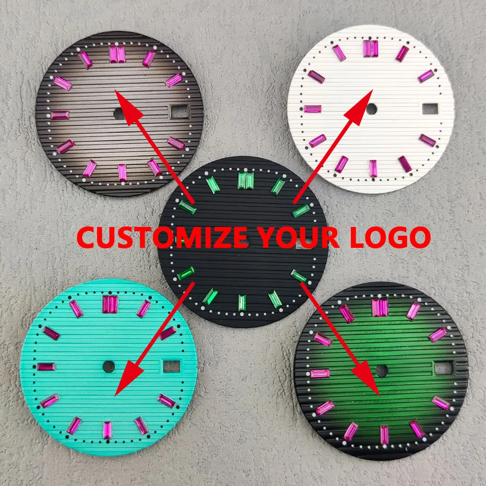 

New 29.8mm watch with diamond modification accessory suitable for NH35 movement Nautilus dial with pink gemstone lettering