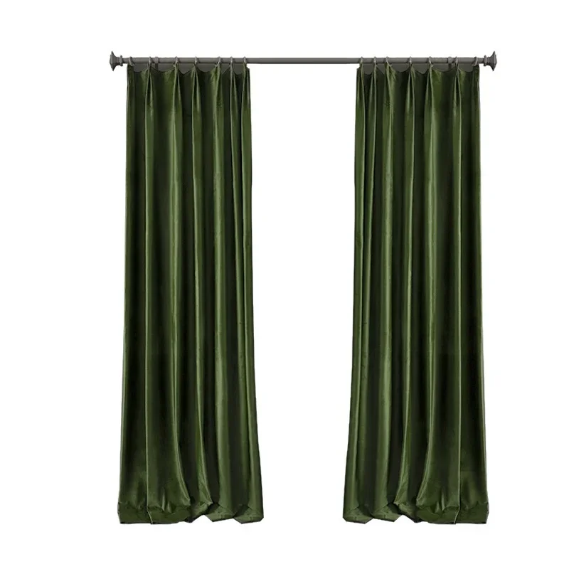 Americký vintage cortina lehký luxusní záclony pro žití pokoj zahuštěný samet drapes oliva zelený výpadek záclony domácí nestandartní