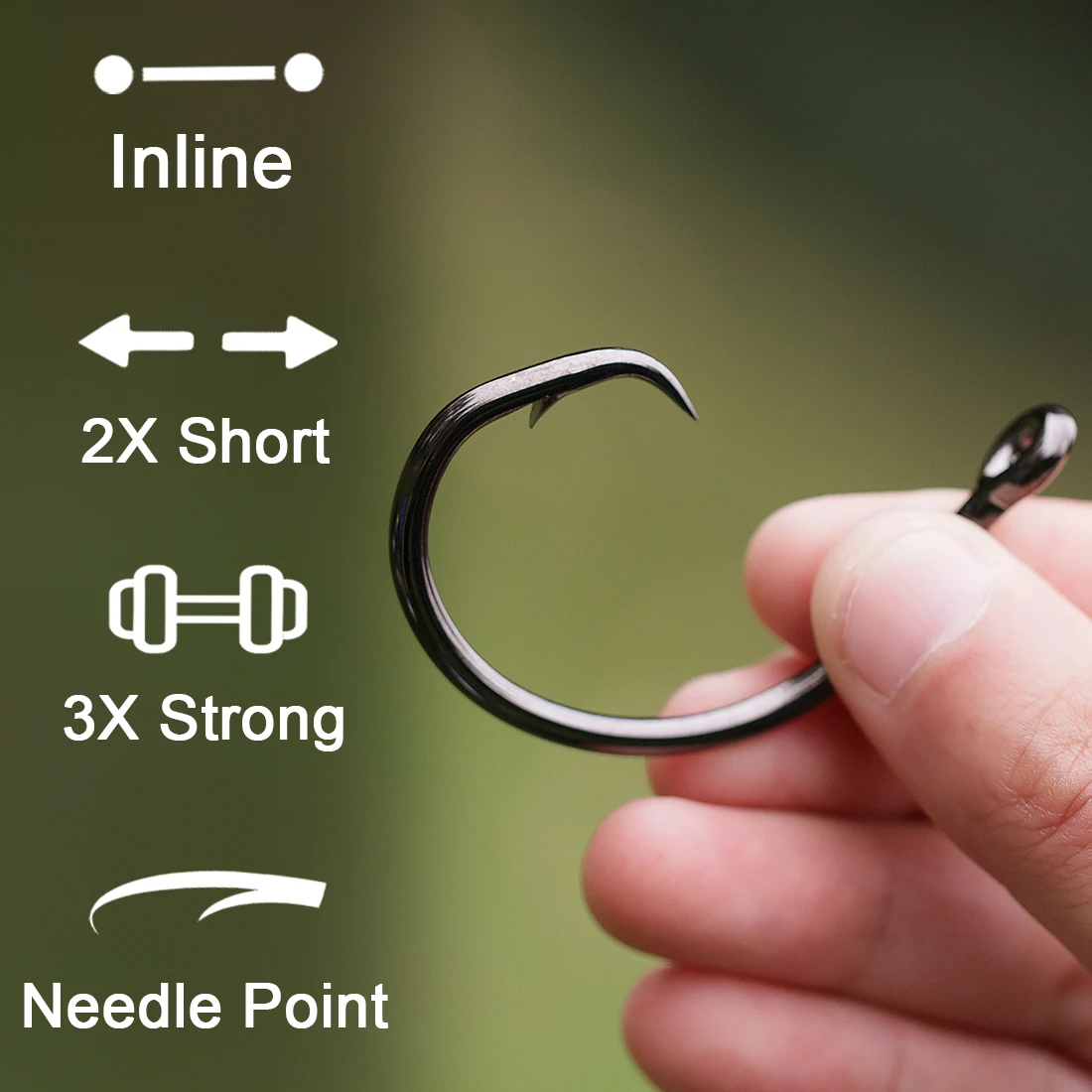 Fishtrip Inline Circle Hooks 3x starker schwerer Draht Salzwasser haken lebender Köder für Tarpon, für Marlin & Deep-Drop für Schwertfisch – Detail 2