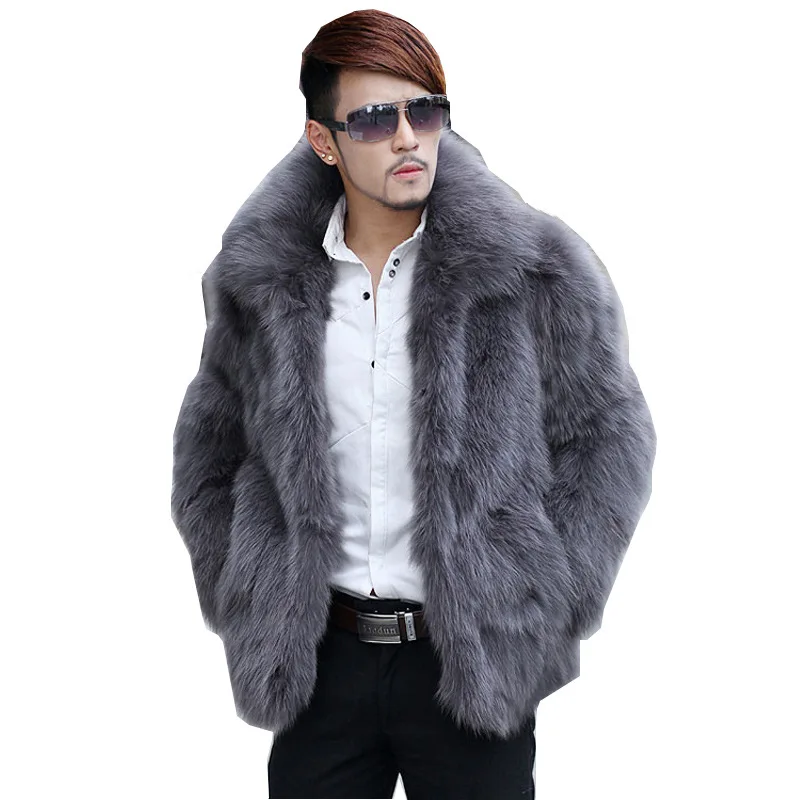 Men Faux Fur Coat Winter Thick Warm Long Sleeve Windbreaker Luxury Brand Men's Clothing Fur Coats