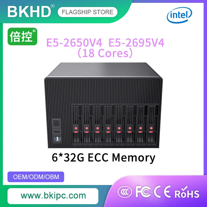 BKHD NAS 8-bay For Xeon E5-2695V4 2650V4 Support ECC Memory 6*Ram