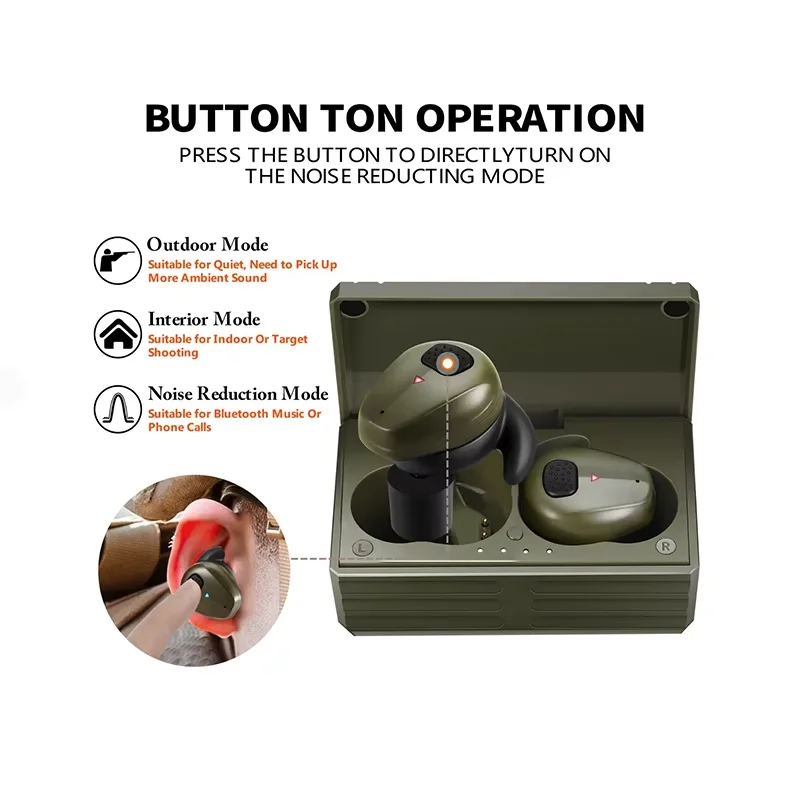 Electronic bluetooth shooting earplugs, electronic anti-noise headphones for shooting noise reduction hearing protection
