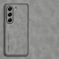Premium Sheepskin PU Leather Case - Matte Soft Silicone Shockproof Bumper for Tecno Camon 40 Pro 4G (Grey)