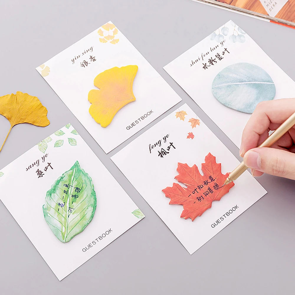 30pcs Cute Leaf Sticky Notes Self-adhesive Schedule Memo Stickers To-do List School Office Supplies