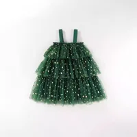 Girl's Holiday Christmas Tree Dress Children Kids Infants Summer Sweet Cake Halter Mesh Dress 2