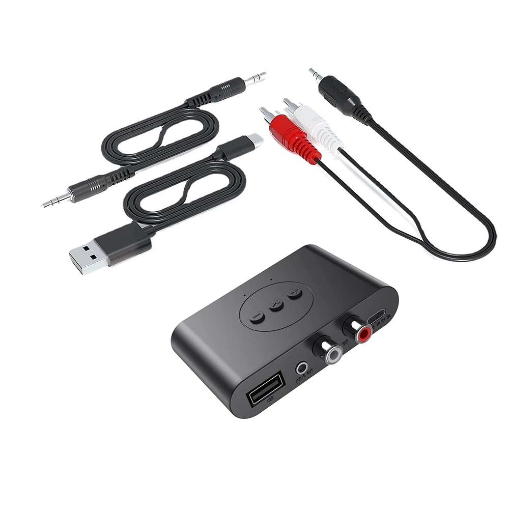 B21 Bluetooth Compatible 5.0 Audio Receiver U Disk RCA 3.5MM AUX Stereo Music Wireless Adapter With Mic For TV Car Kit Speaker