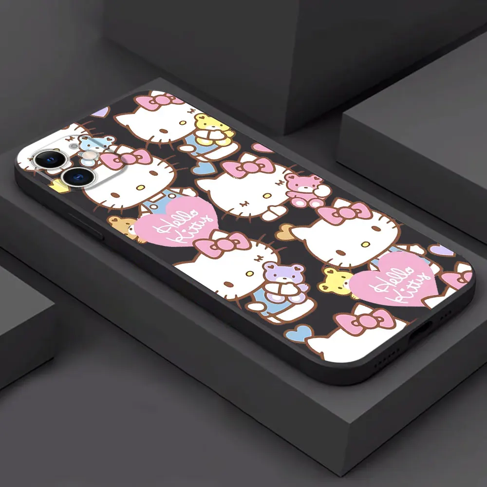 thumbnail image 1 of Funda de teléfono Hello kitty para Apple iPhone 13 Pro 14 XR 15 Pro Max XS X 12 Mini 8 Plus SE 11 13Mini, cubierta suave de TPU de lujo, 1 of 5