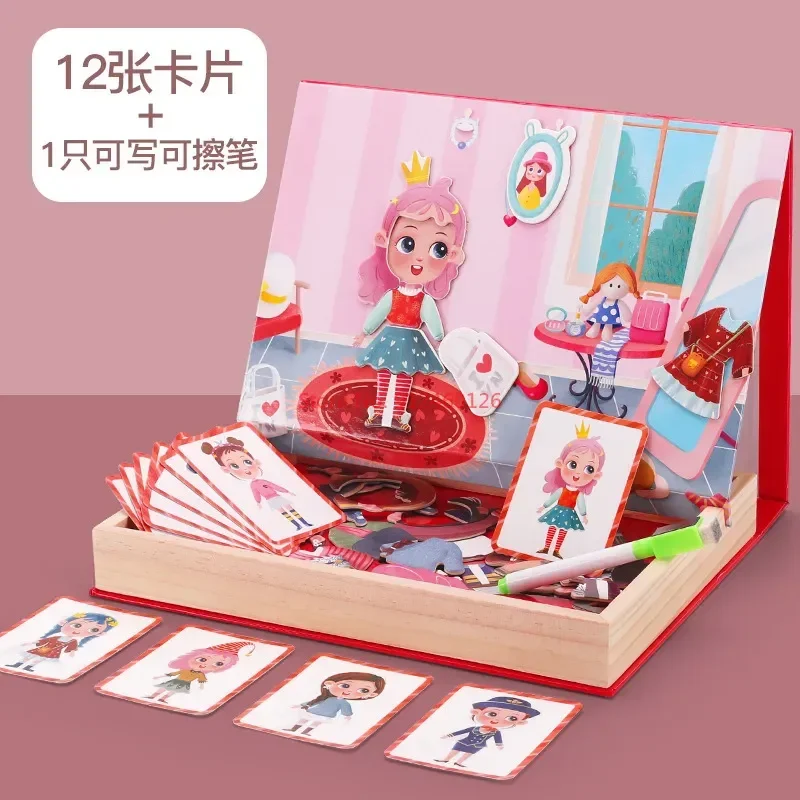 Multifunctional Children's Early E On E Onal Cartoon Magnetic Double-sided Puzzle Girl Spell Music Drawing Board Woode