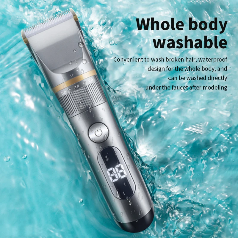WAIKIL New Men's Professional Barber Multi functional Electric Pusher Trimmer USB Charging Digital Display Repair Machine 5