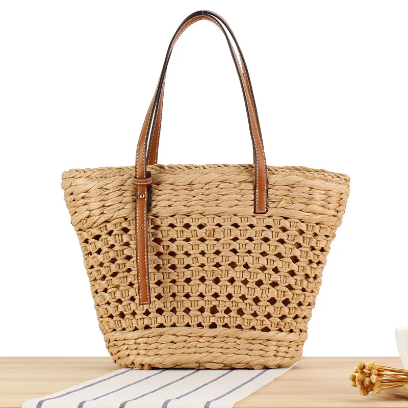 Women's Crossbody Straw Bag With Lemon Pattern - Hand Woven Rattan Shoulder Bag Beach Purse For 2025