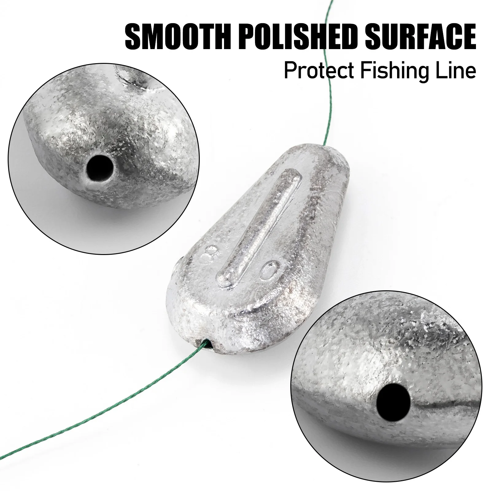 5pcs Fishing Lead Sinker Inline No-Roll Surf Fishing Weight Sinker Pompano  Croaker Halibut Catfish Bass Carp Fishing Flat Pear