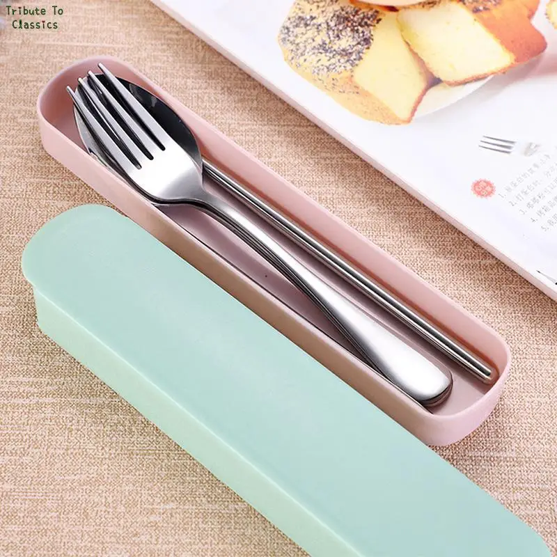 Plastic Storage Box Cutlery Straw Chopsticks Fork Spoon Wheat Pull Box Outdoor Travel Portable Tableware Empty 1pc storage box cutlery organizer