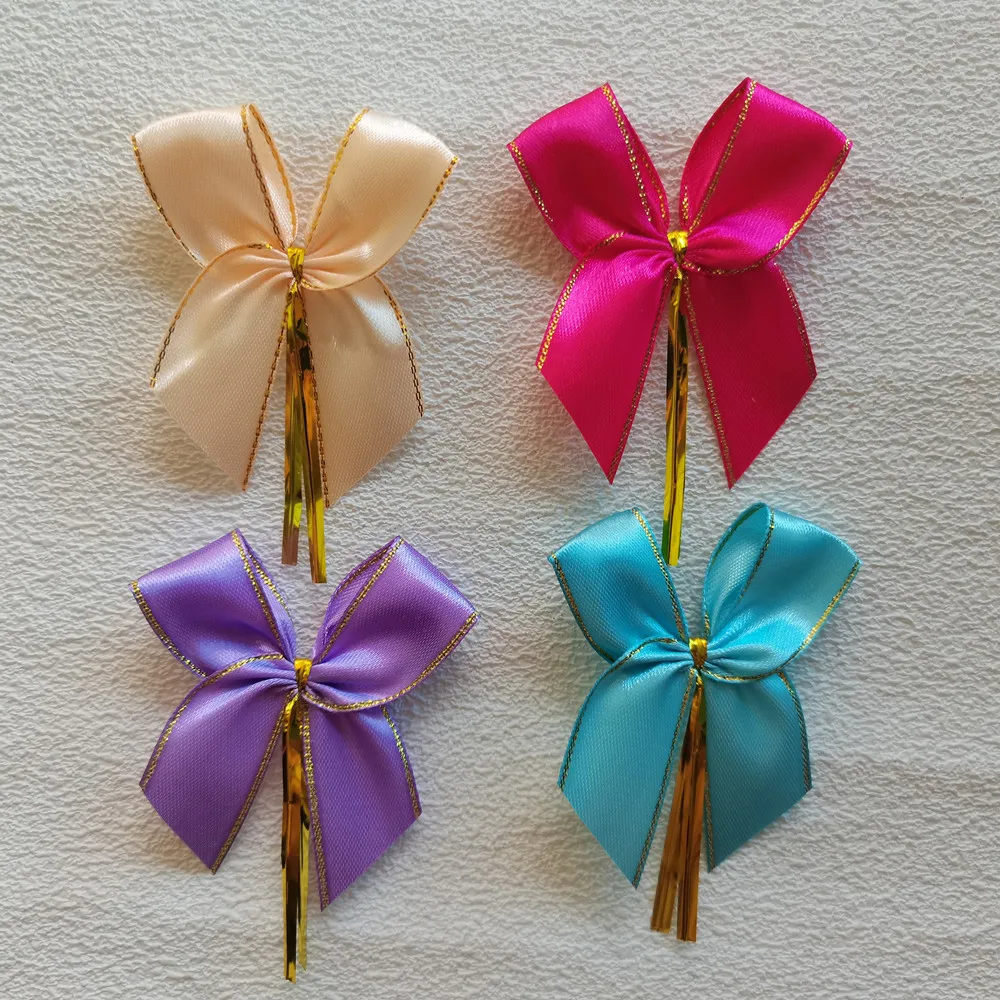 Pink Bowknot Twist Ties for DIY Bakery and Wedding Decorations