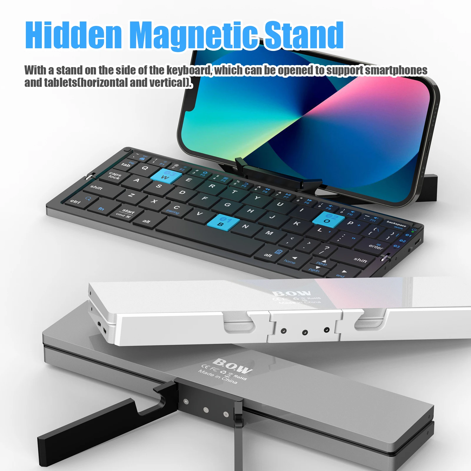 Wireless Folding Keyboard for iPads Phones Tablet