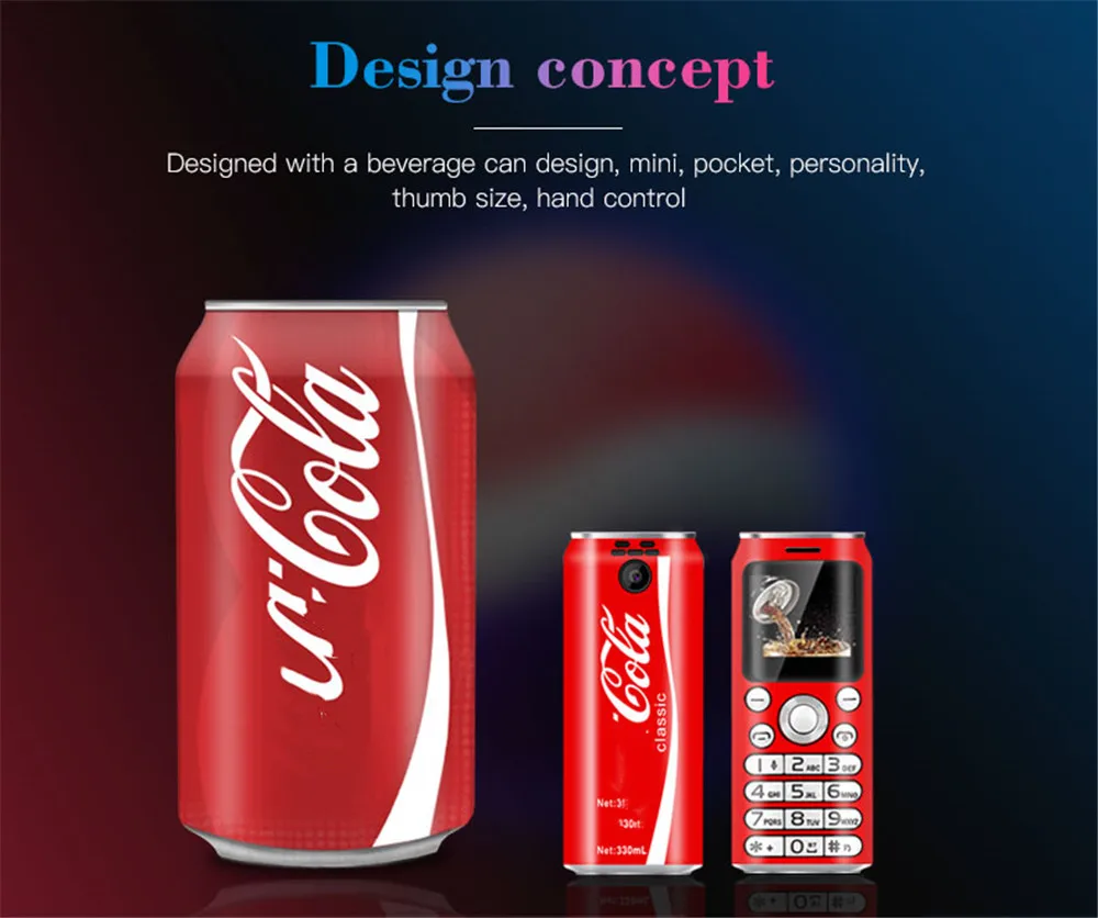 SATREND K8 Fashion Mini Mobile Phone Cola Shape Dual SIM Telefone MP3 Call Recording 1.0'' Pocket Smallest Size Cellphone